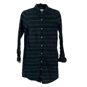 Steven Alan XS Shirt Dress Striped Gray Black Striped Long Sleeve